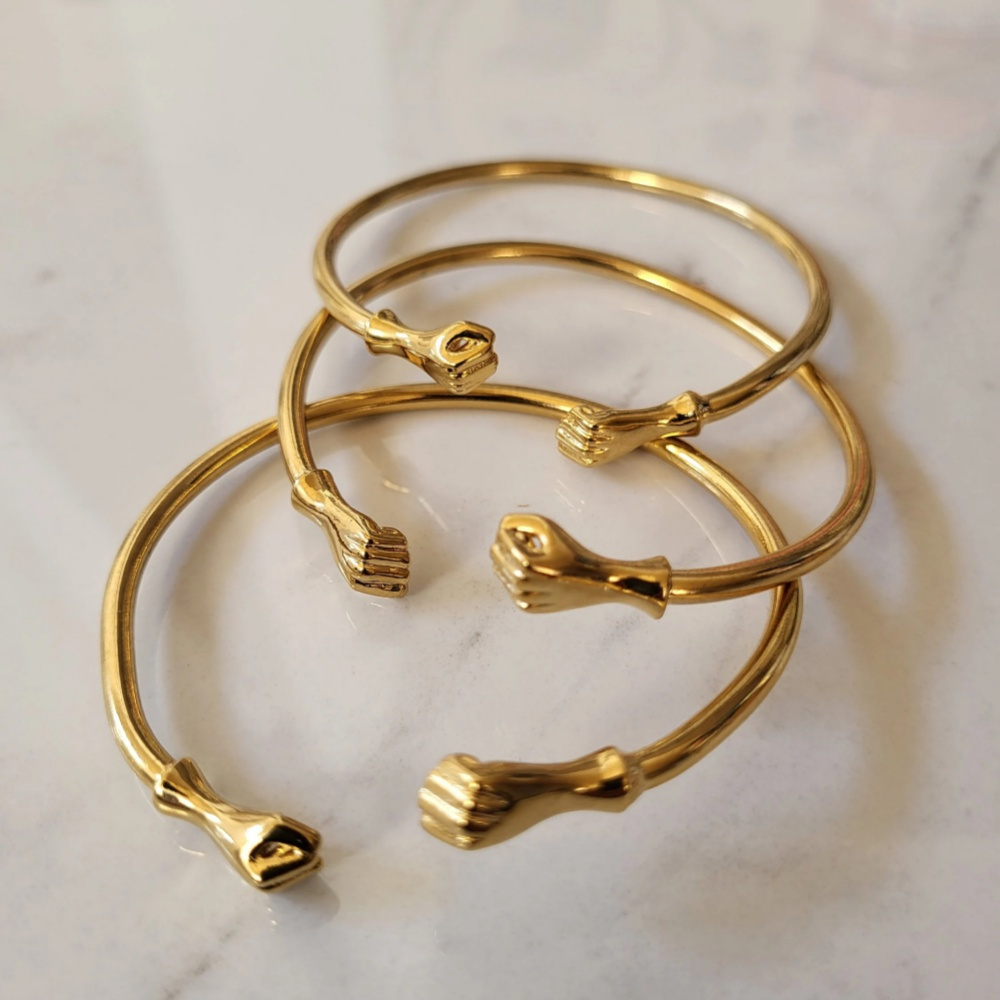 

1pc 18k Gold Plated Fist Bangle Stackable Bracelets Boho African Statement Bangles Fashion Jewerly Gifts