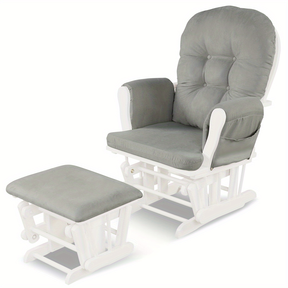 TEMU Ensemble de coussins pour planeur et pouf MULTIGOT Chaise berçante en bois pour chambre de bébé