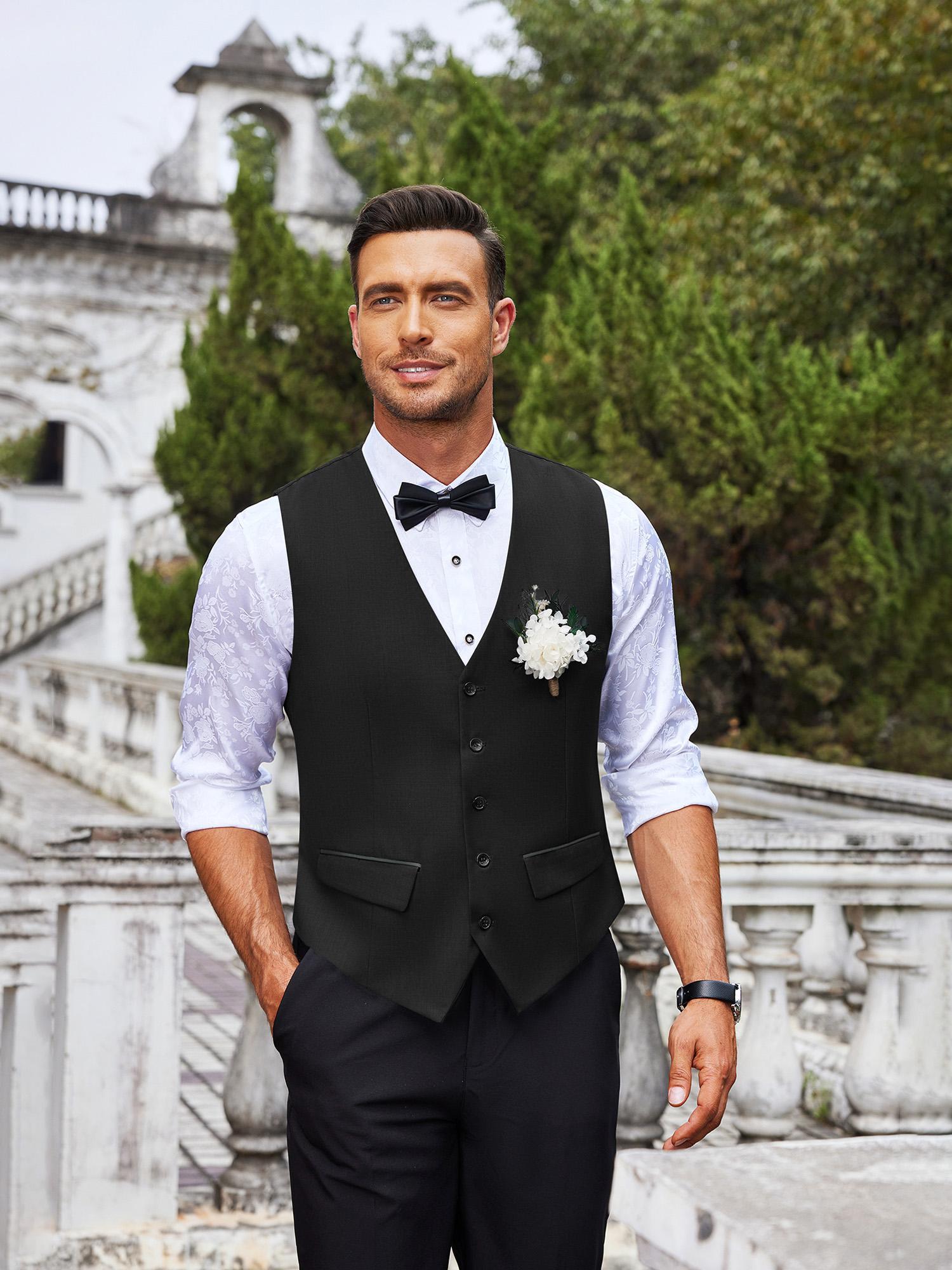 Bow Tie Mens Wedding Vest Outfit Suit Vest For Men Men's 4-Piece