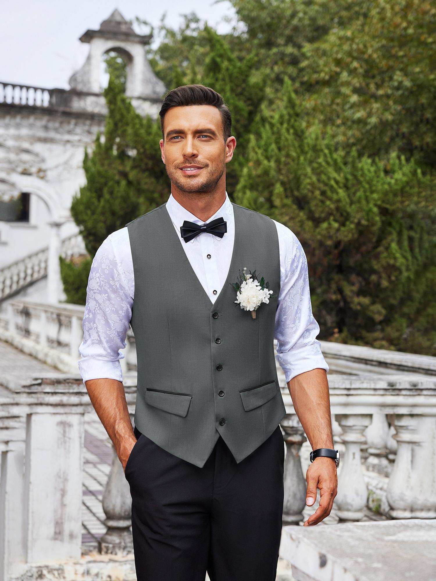 *'s Business Suit Vest Fit Dress Vest Wedding Waistcoat