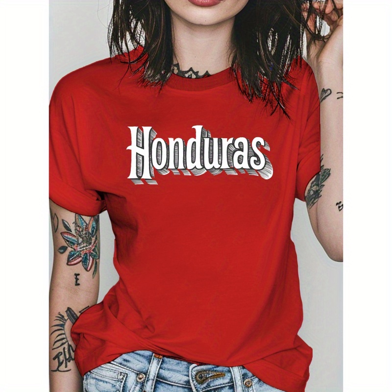 

Honduras Cursive Pure Cotton Women's Tshirt Comfort Fit