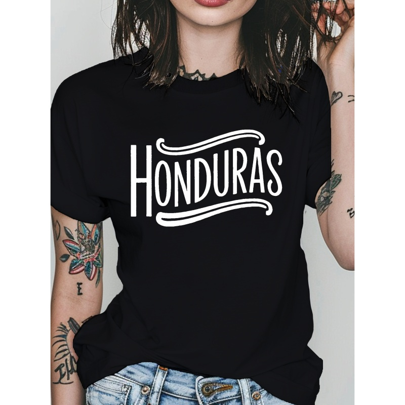 

Honduras Cursive Pure Cotton Women's Tshirt Comfort Fit