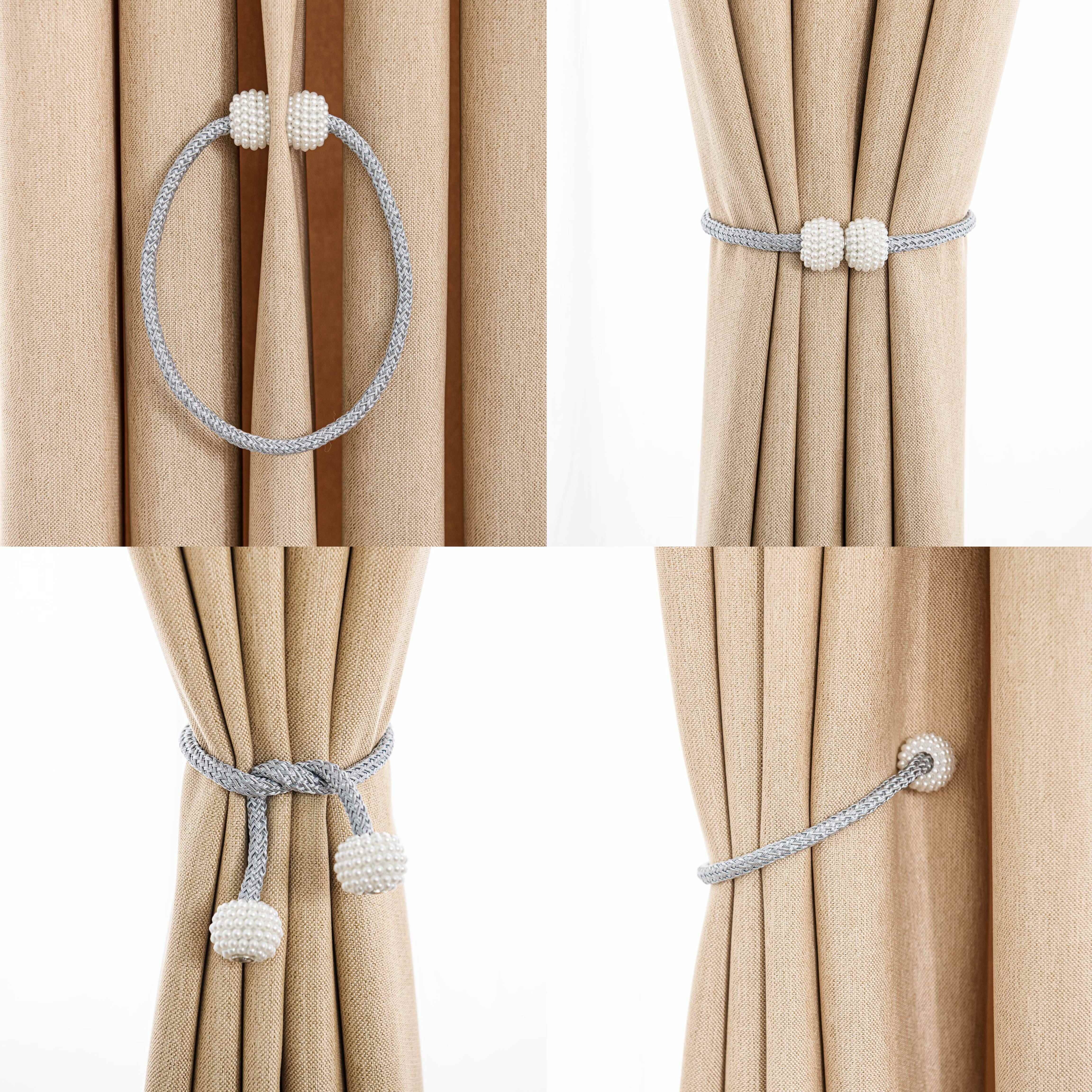 2pcs magnetic curtain tiebacks elegant decorative rope holders for home office window drapes details 0