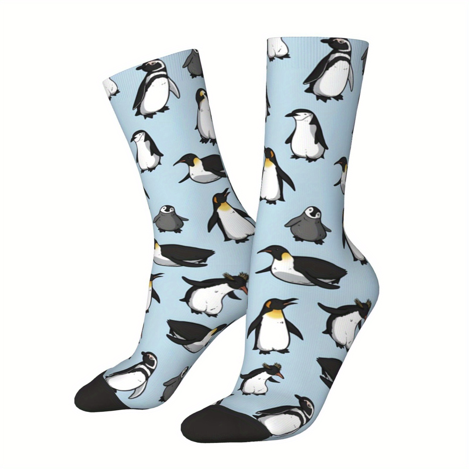 

Cute Penguin Pattern 1 Pair Men's Novelty 3d Print Short Crew Socks, Breathable Comfy Casual Socks Fashion Sports Socks For Basketball Running