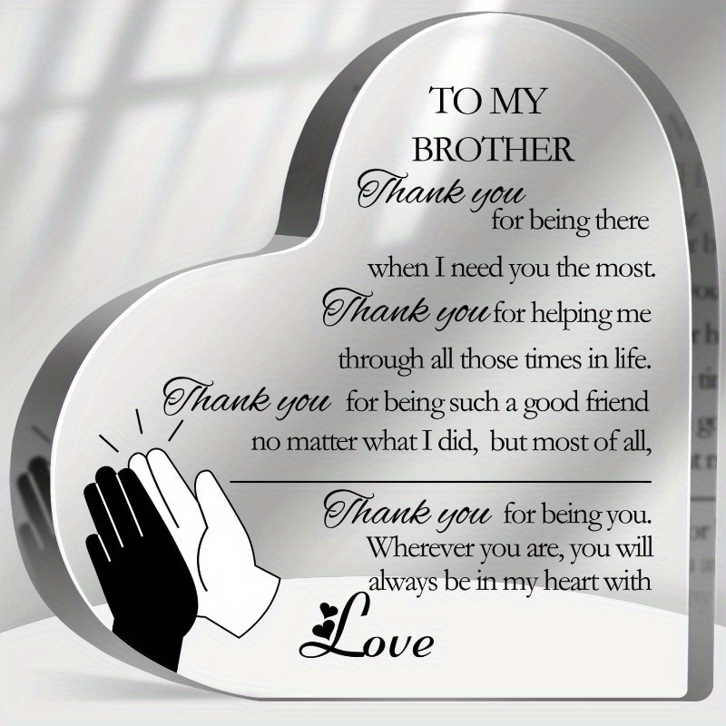 TEMU 2d Flat - [2d Flat] 1pc Men's Brother Thank You Gift | Memorial Plaque, Best Brother Gratitude Gift, Home Desktop Decoration Sign, 2d Plane