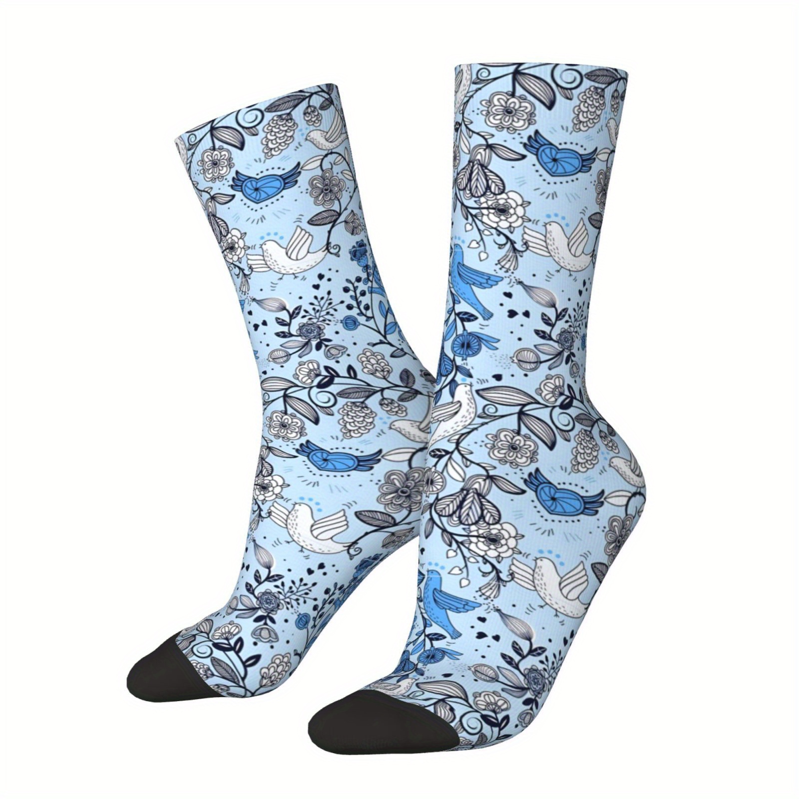 

1 Pair Hip Hop Vintage Everybirdy Blue Pattern Crazy Men's Socks Seamless Printed Funny Novelty Sock Boys Gift