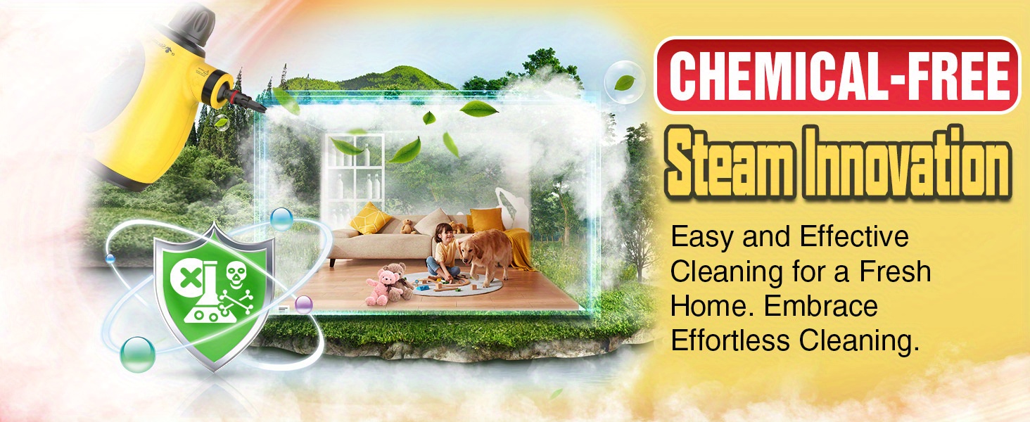 Handheld Steam Cleaner For Home With 12 Accessory Kit, Multipurpose Portable Upholstery Steamer Cleaning With Safety Lock To Remove Grease, Grime, And More