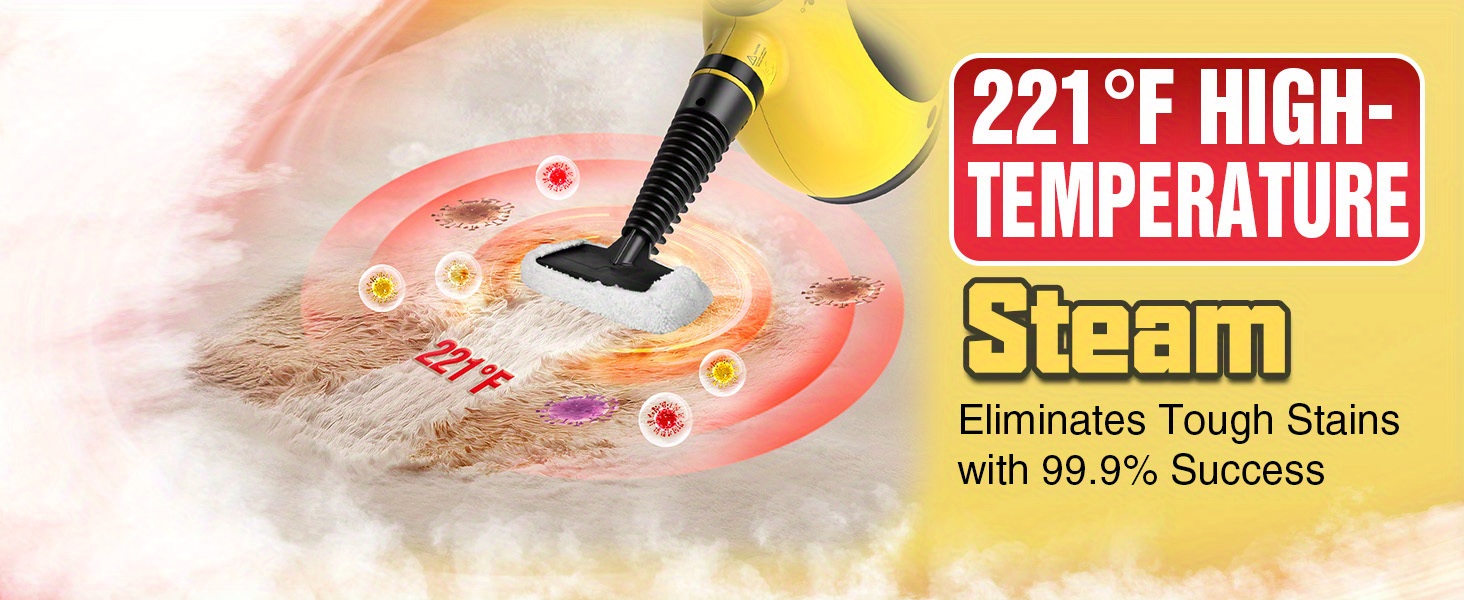 Handheld Steam Cleaner For Home With 12 Accessory Kit, Multipurpose Portable Upholstery Steamer Cleaning With Safety Lock To Remove Grease, Grime, And More