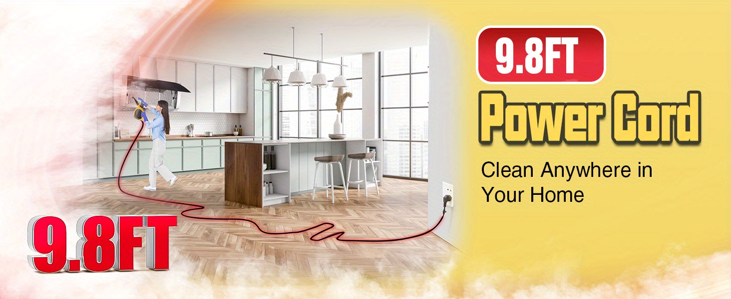 Handheld Steam Cleaner For Home With 12 Accessory Kit, Multipurpose Portable Upholstery Steamer Cleaning With Safety Lock To Remove Grease, Grime, And More