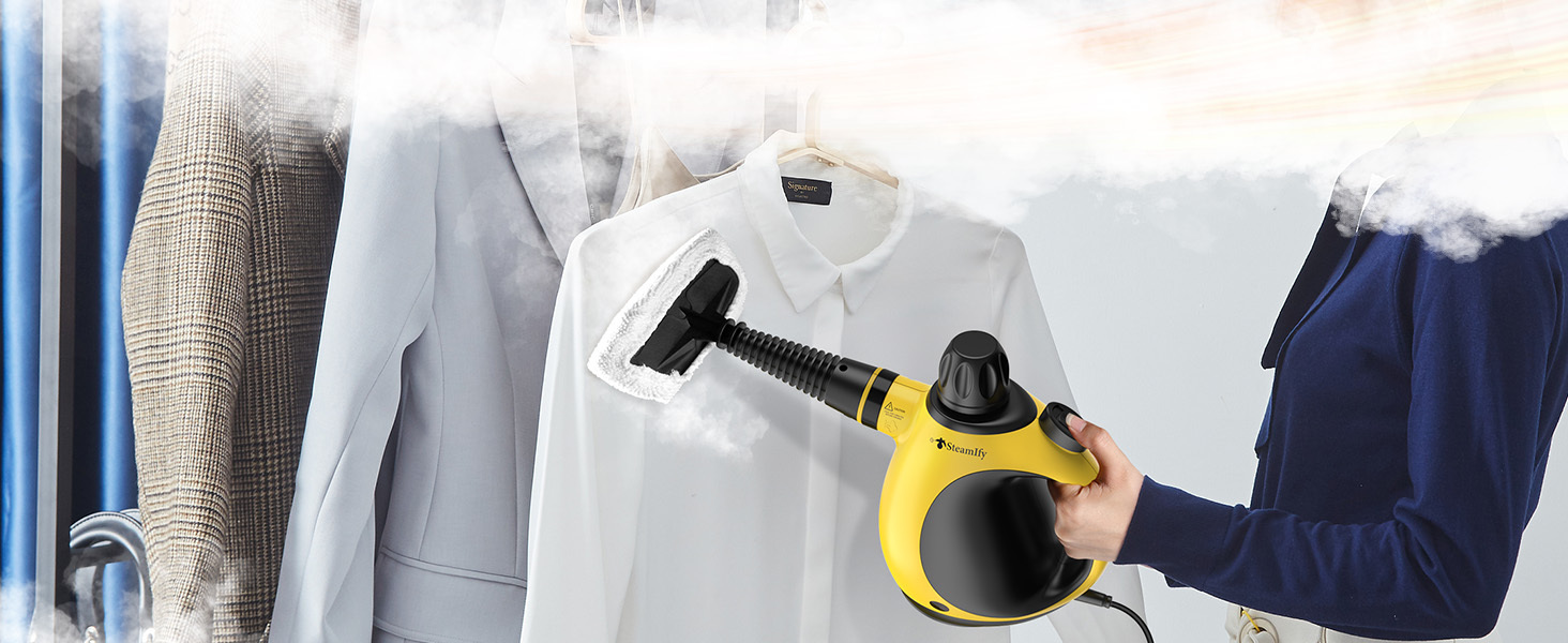Handheld Steam Cleaner For Home With 12 Accessory Kit, Multipurpose Portable Upholstery Steamer Cleaning With Safety Lock To Remove Grease, Grime, And More