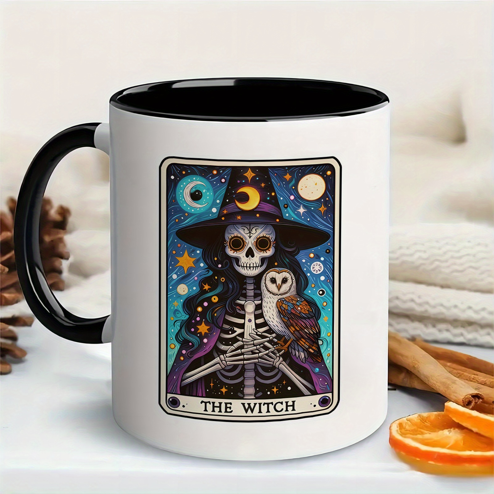 

1pc, Halloween Mugs, The Witch Mug, 11oz Ceramic Coffee Mug - Reusable, Recyclable, Perfect Summer Winter Drinkware Gift, Halloween Party Cups For Home School Office Table Centerpieces Party Supplies