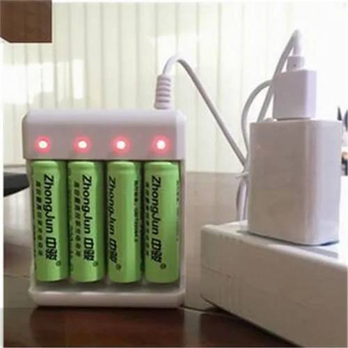 fast charging usb battery charger with 4 slots smart compatible with aa aaa lithium rechargeable batteries