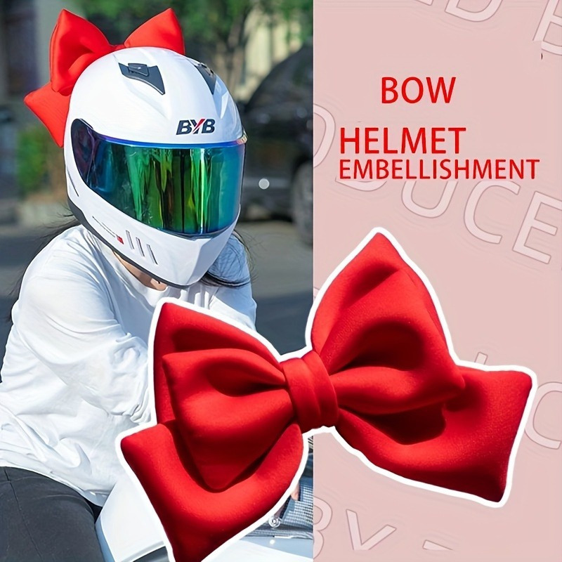 

1pc Cotton Bowknot Helmet Decoration For Motorcycle - Stylish Backseat Accessory