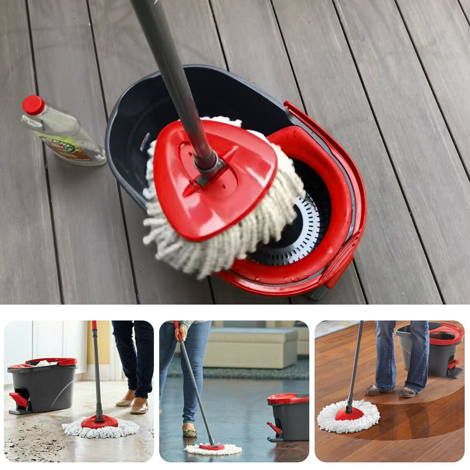 1pc   plastic   mop base compatible with vileda   360 swivel head easy clean replacement accessory details 6