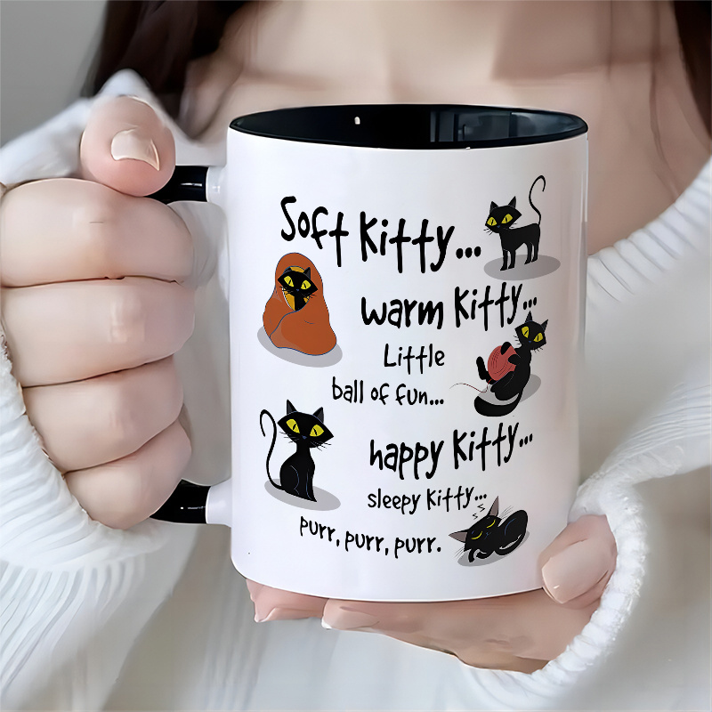 

1 Piece, 3a Grade, Soft Kitty Waarm Kitty Little Ball Of Fun Sleepy Kitty, Funny Mug, 11 Oz Ceramic Mug To Cat Lovers, Best Birthday Gift For Office/ School/ House Living/ Party/ Wedding To Friend