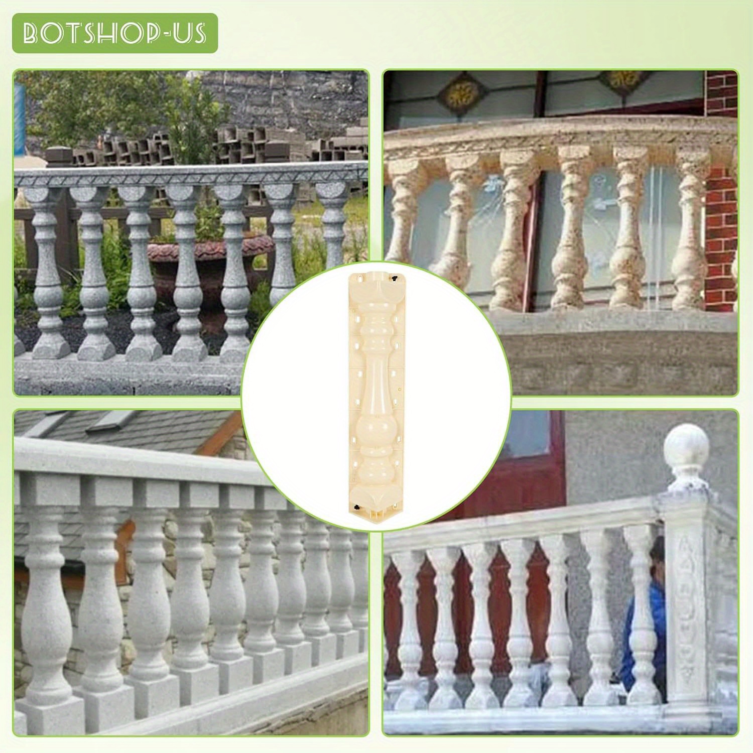 IWOWHERO DIY Roman Column Mold Sturdy Plastic Concrete Garden Ball Mold Balcony Fence Decor Random Color