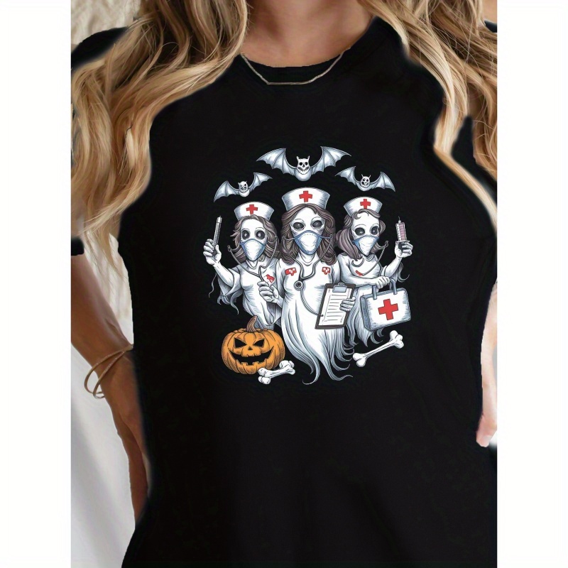 

Ghostly Nurse Figures Pure Cotton Women's Tshirt Comfort Fit