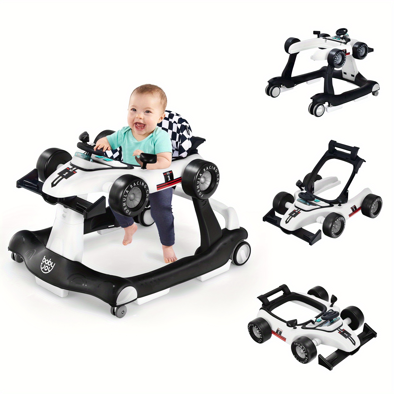 

Multigot Baby Walker Foldable Activity Push Walker Adjustable White