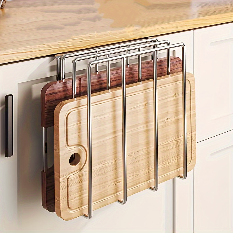 

Easy-install Space-saving Kitchen Hook Rack With Cutting Board & Lid Holder - Metal, Wall-mounted Organizer For Kitchen Tools And Bathroom