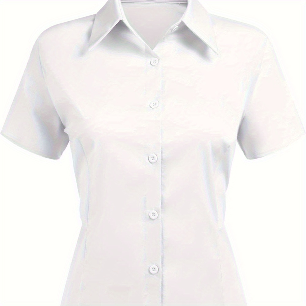 

2024 Women's Workwear Button-down Shirts - Short Sleeve, Stretch Collared Shirts For Waitstaff