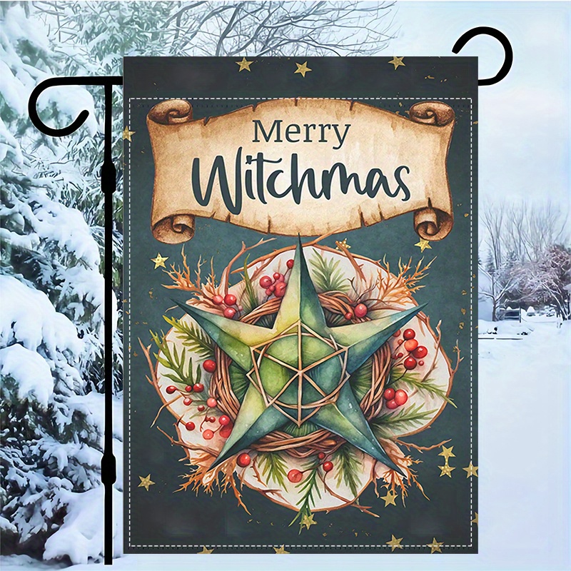 

Double-sided Merry Witchmas Garden Flag - Polyester, Weatherproof, Washable, Multipurpose Outdoor Yuletide Decoration, No Electricity Needed, For Home, Yard, Lawn, Porch - 12x18 Inch (1pc)