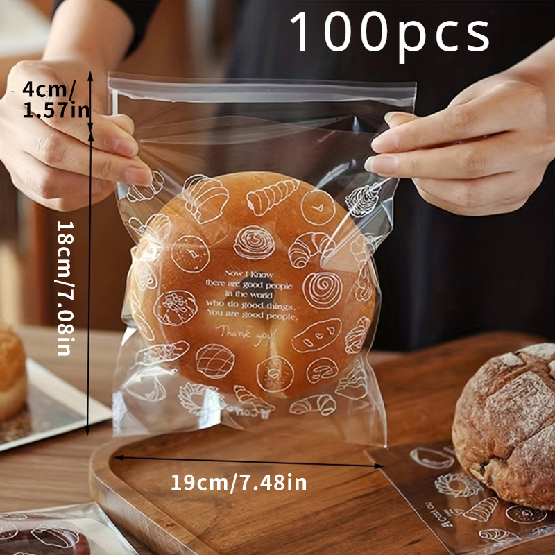 TEMU 100pcs Reusable Bread Storage Bags - Clear Pe Plastic, Fresh Bread, Freezer, Sandwiches & Donuts - Essential Kitchen Accessory