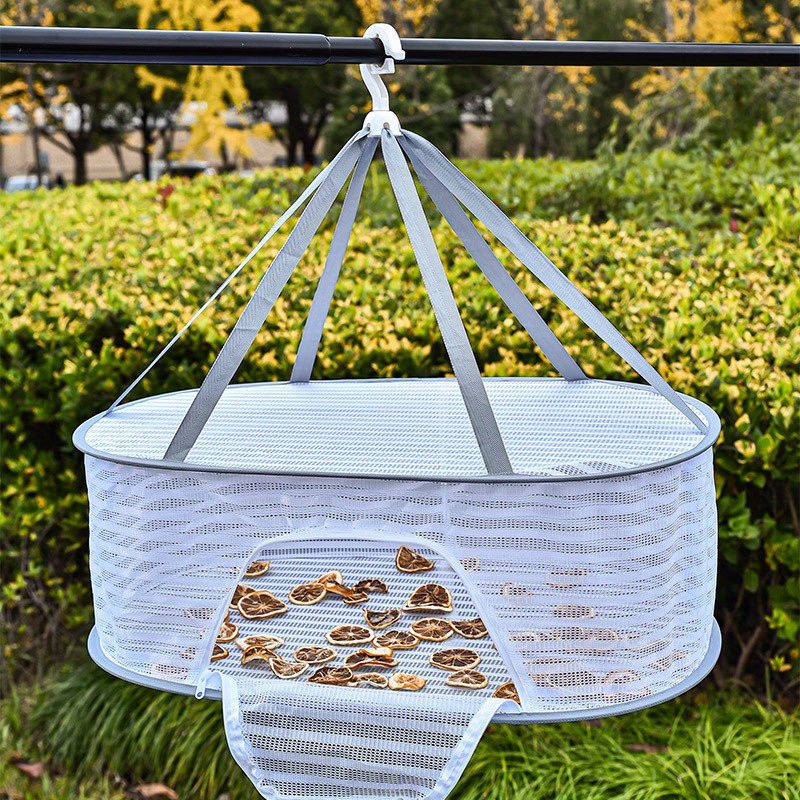 versatile 1 3 layer hanging mesh dryer with zipper foldable outdoor drying rack for herbs fruits vegetables fish clothes details 8