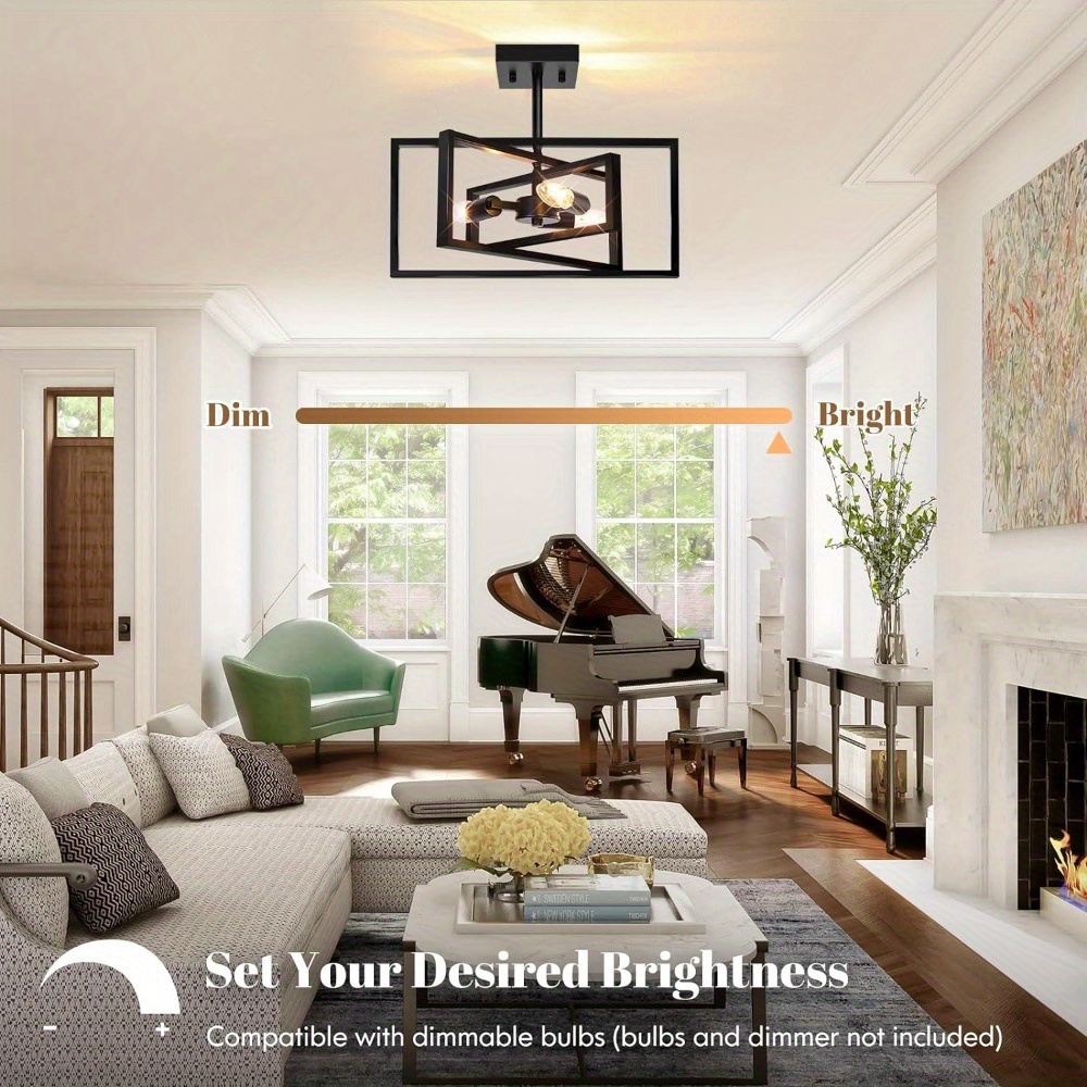 Black Flush Mount Ceiling Light, HWH Industrial Close To Ceiling Light