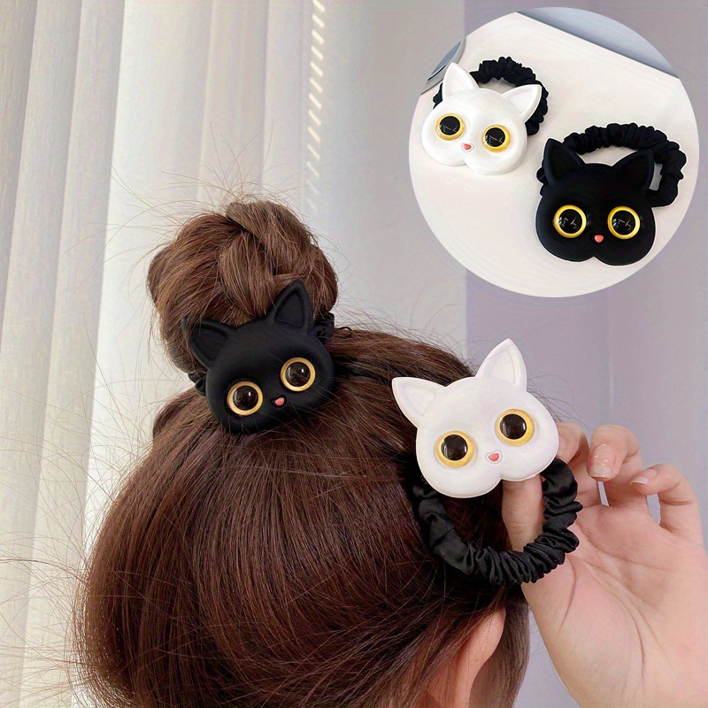 

[popular ] 1pc Cute Cat Hair Tie, Cartoon Scrunchies, Suitable For Daily