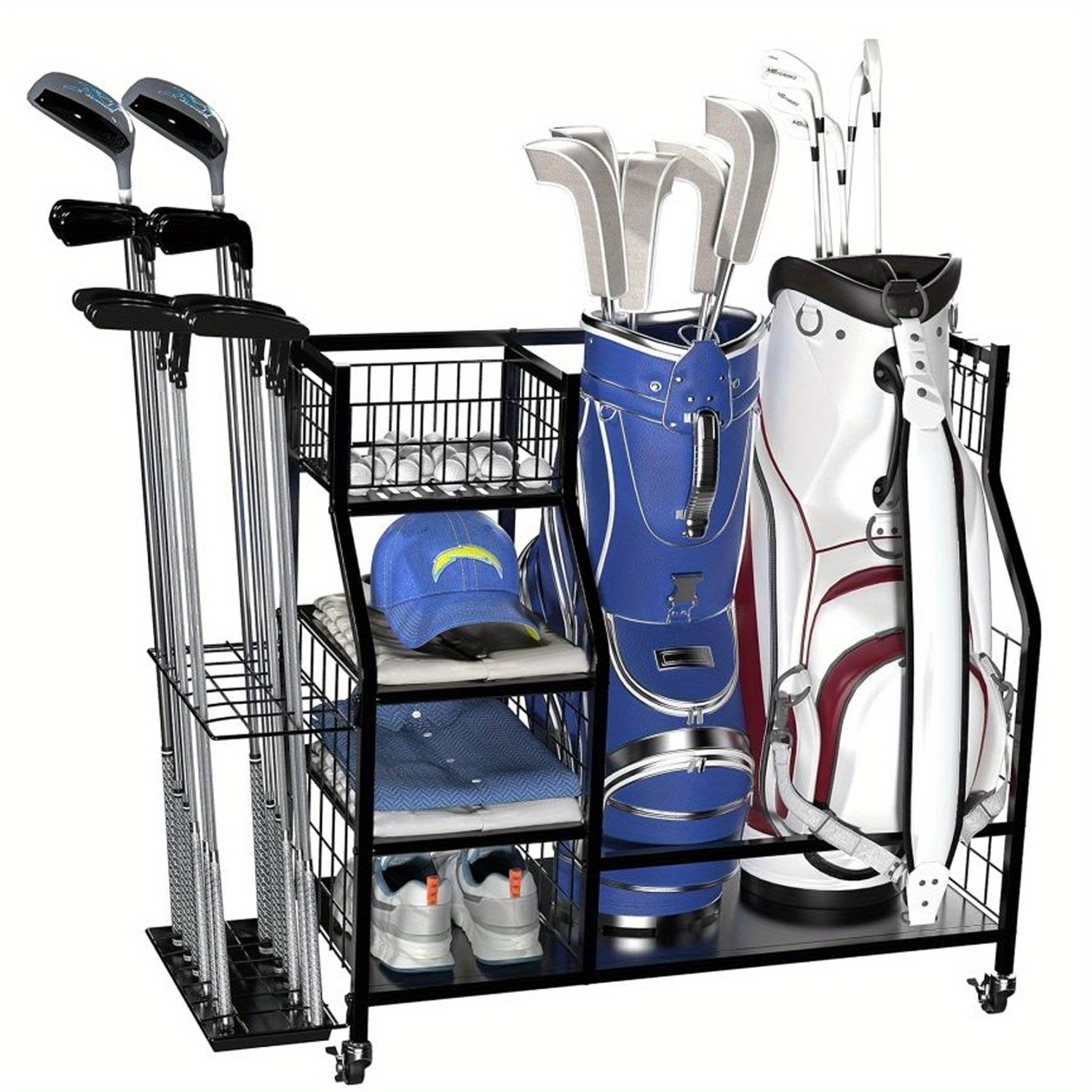 TEMU Jmhud Golf Equipment Storage Rack, Multifunctional Garage Storage Rack, Golf Bag Rack With Club And Accessory Rack