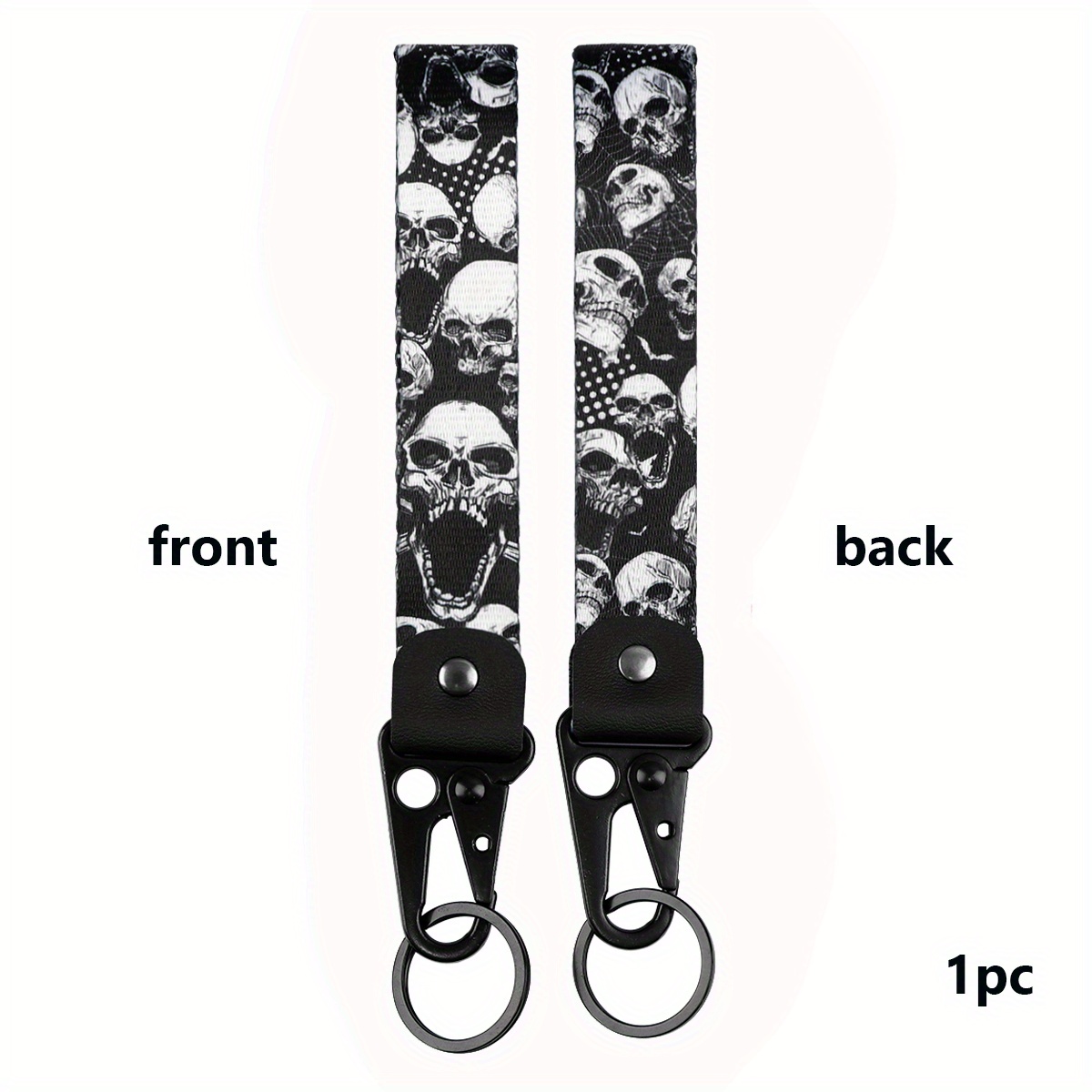 Image of 1pc Of A Spooky Human Skeleton Keychain Lanyard Tag Holder Wrist Strap, A Stylish Key Holder For Backpacks, Perfect As Halloween Gift Additions