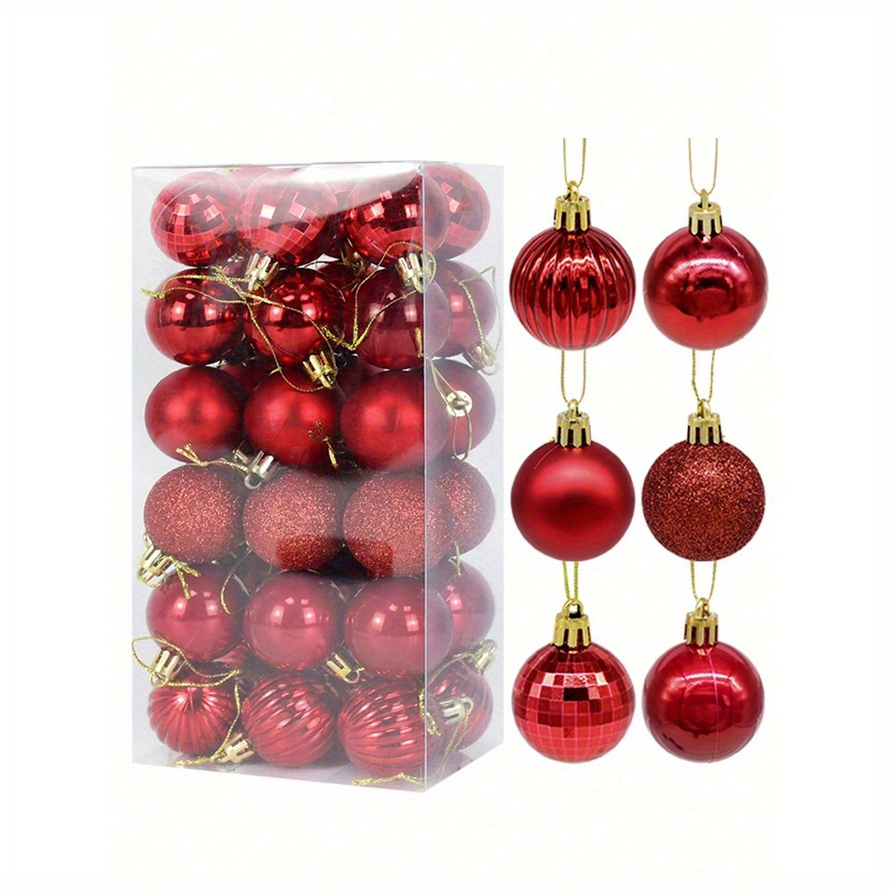 

36pcs Set Of 1.57" Mini Christmas Ornaments - Perfect For Tree, Wreath & Garland Decorations, No Power Needed, Featherless Plastic Holiday Decor