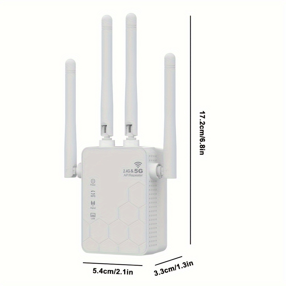 1200Mbps Smart WiFi Extender Wireless Booster with 360° Full Coverage,  10, 000 Range, Moisture-Proof Design, Stable I