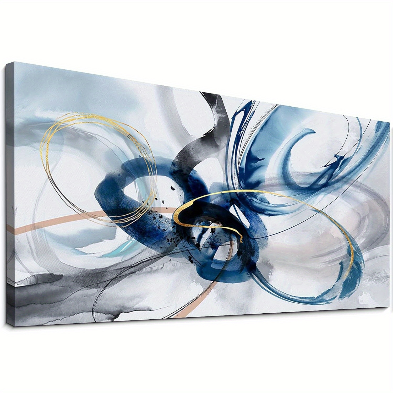 

Large Abstract Canvas Art Elegant Combination Of Tones Room Wall Decor Gray Background Blue Gradient Picture Size 24x48