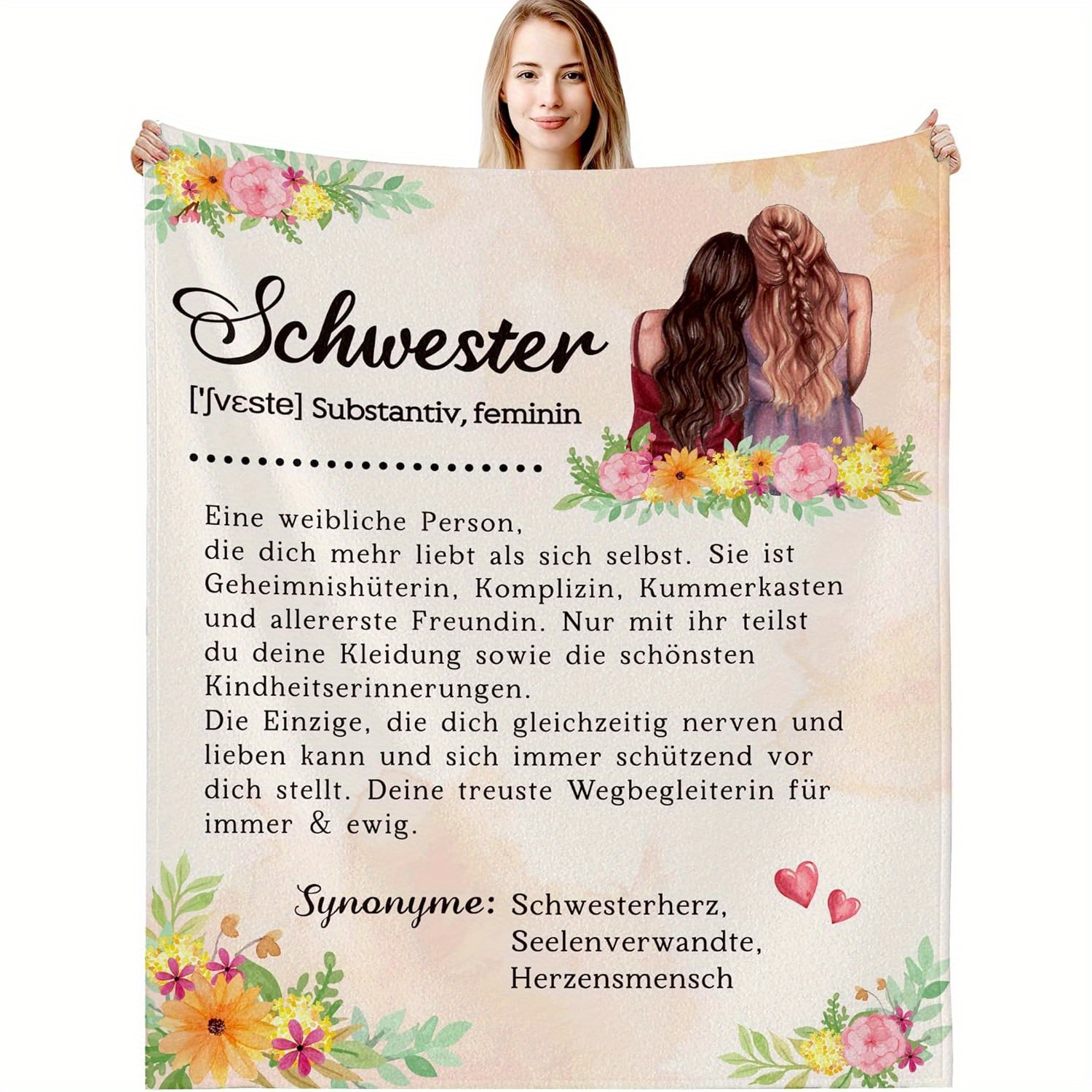 

1pc Sister Blanket Blanket Flannel Sofa Blanket Tv Blanket Letter Blanket