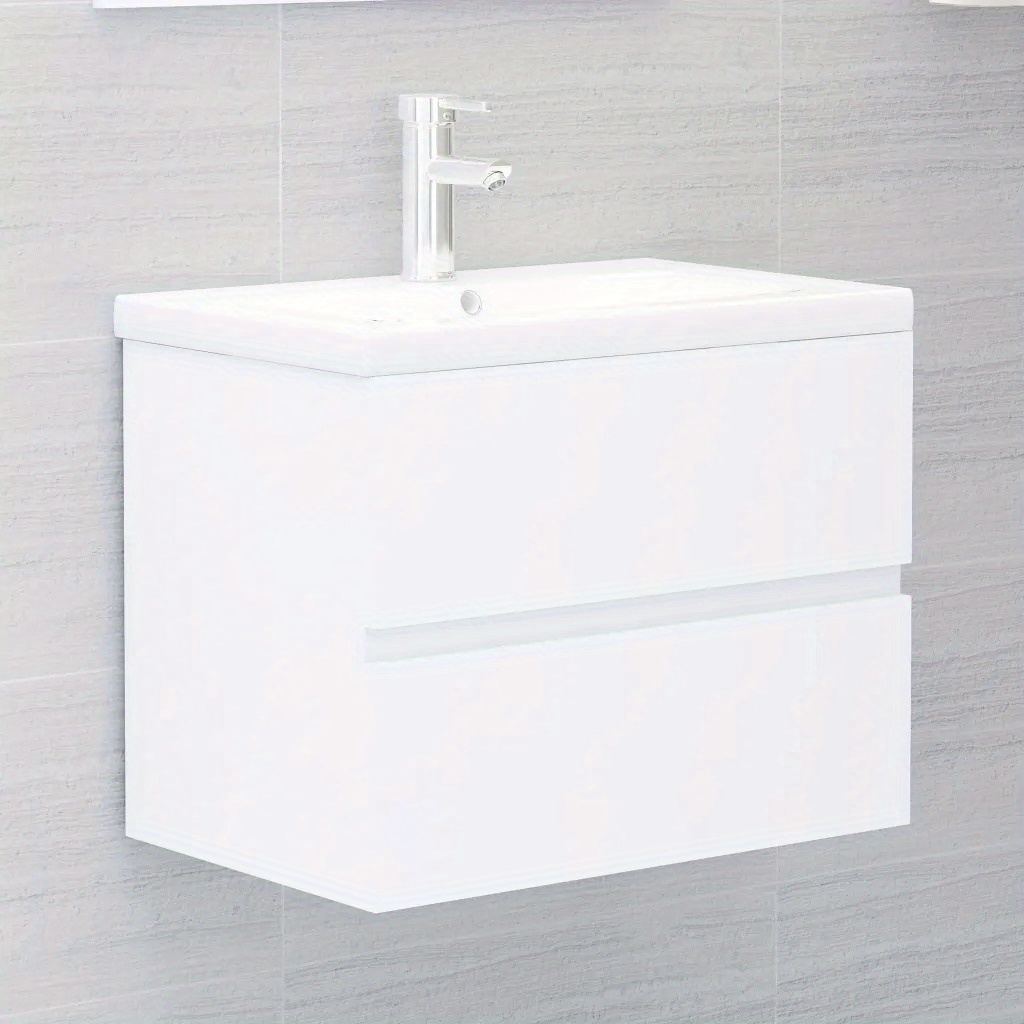 

Wood-based Fabric Washbasin Cabinet - 60x38.5x45cm, Wall-mounted Bathroom Storage With Single Basin & Double Faucet Mounting Holes, Sleek For Contemporary , Bathroom Decor