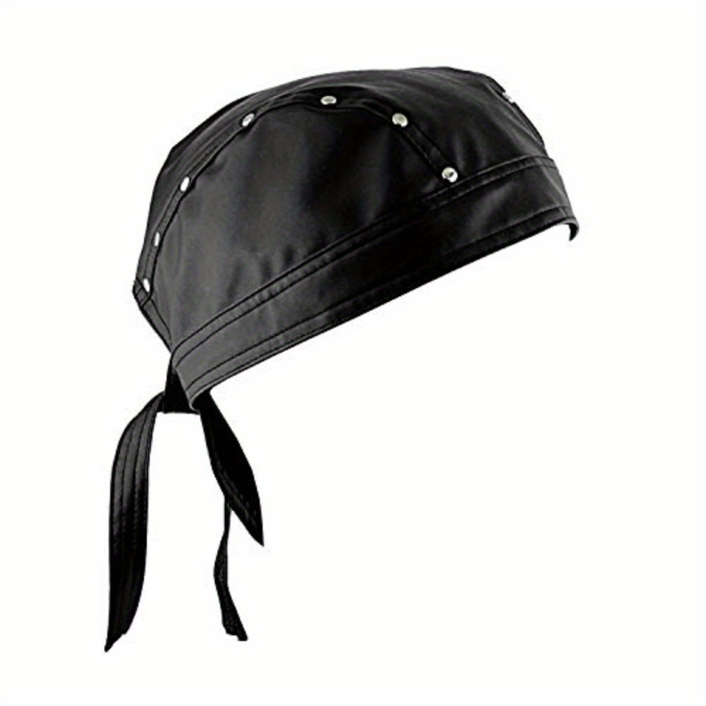 

Leather Bandana Biker Doo Do Rag Headwrap Studded Mens Cap Du Rag