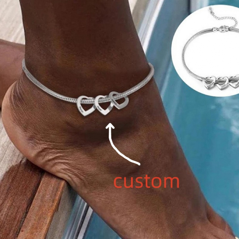 

Custom Engraved Stainless Anklet - Personalized Name Bracelet, Fade-resistant & Accessory For Beach Vacations, Perfect Gift For & Couples