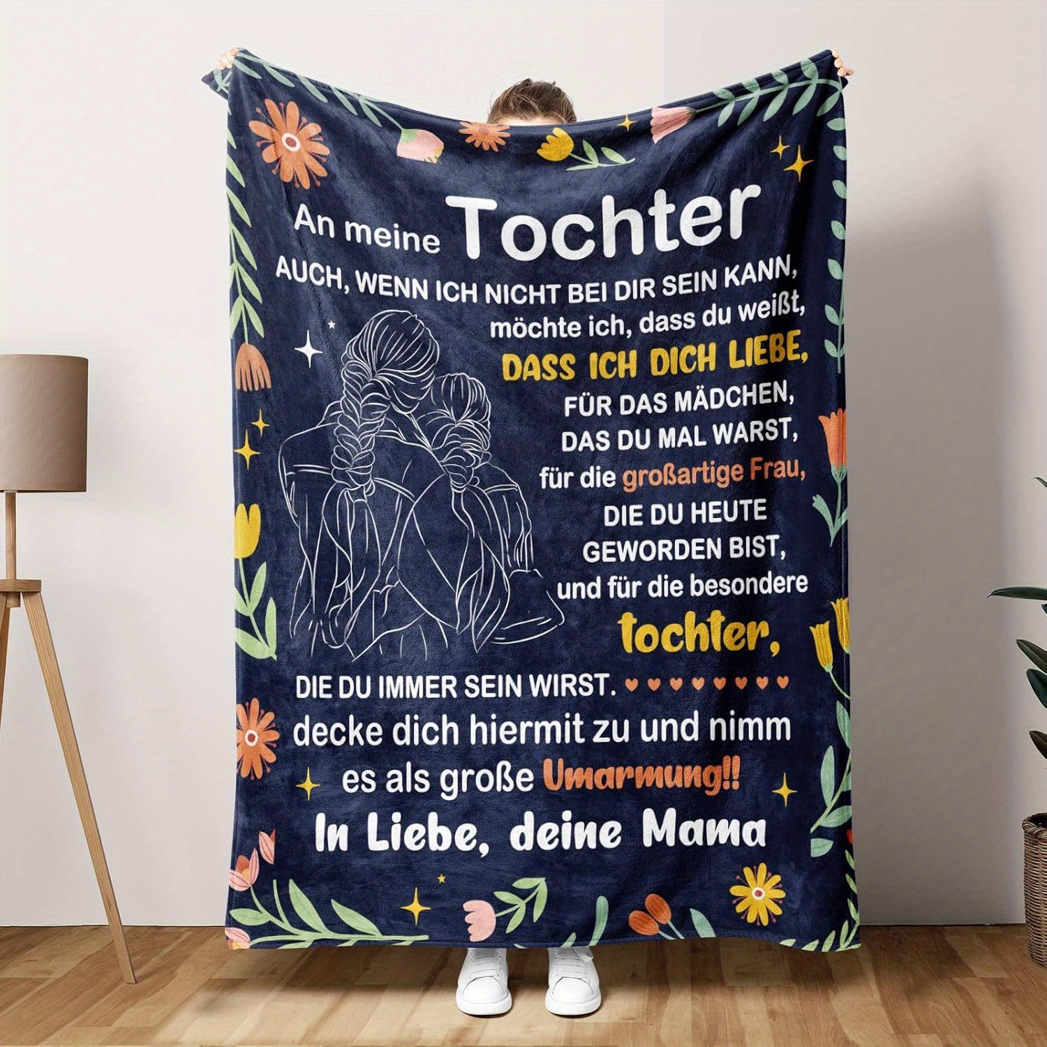 TEMU 1pc Daughter Blanket Blanket Flannel Sofa Blanket Tv Blanket Letter Blanket
