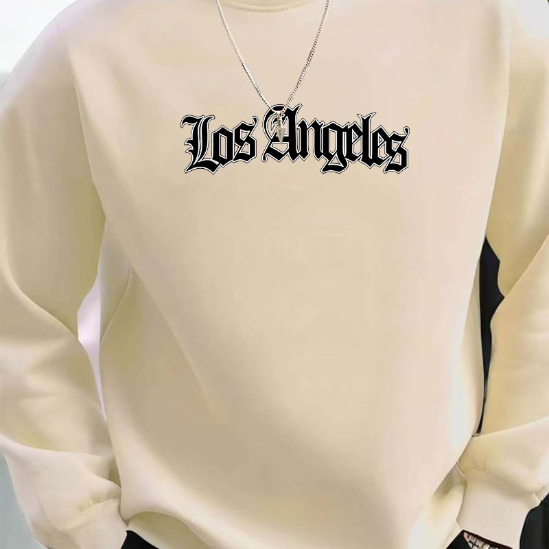 

Los Angeles Vintage Print, Men's Casual Cozy Pullover, Trendy Long Sleeve Sweatshirt, Perfect Versatile Top For Autumn Winter