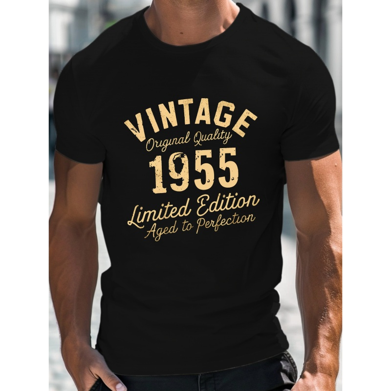 

T-Shirt Homme Vintage Édition Limitée 1955 - Col Rond Décontracté, Manches Courtes, Léger & Confortable pour l'Été