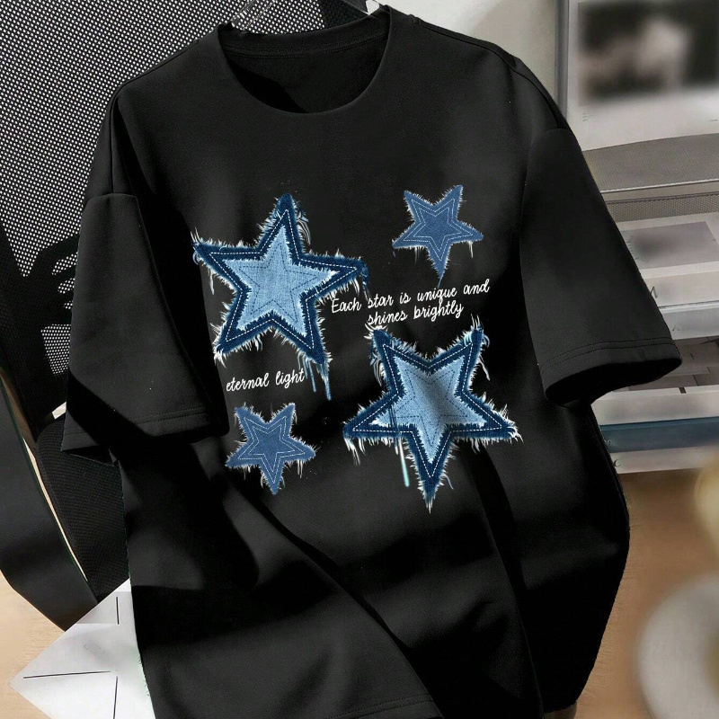 

Men's Creative Star Pattern Printed Fashionable Summer Short-sleeved T-shirt