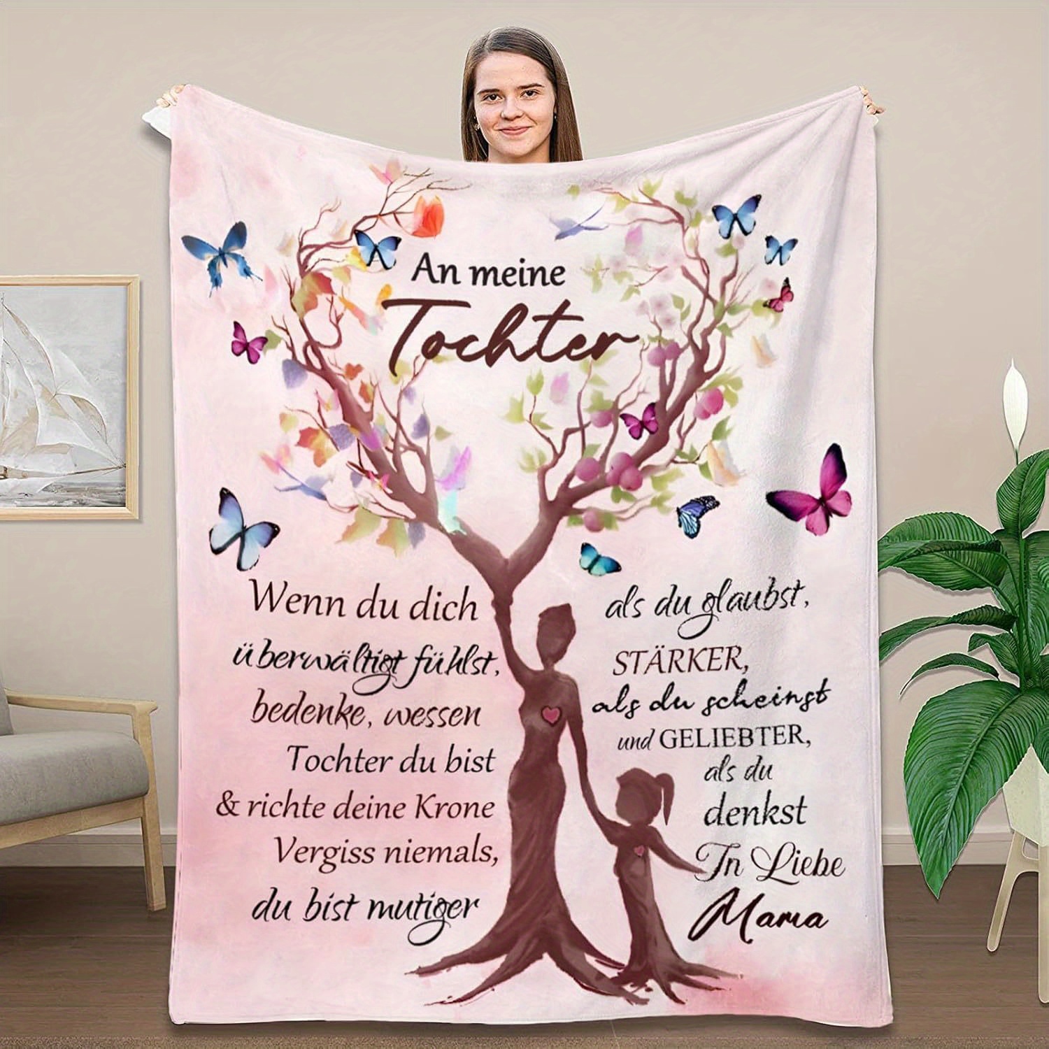 

1pc Daughter Blanket Blanket Flannel Sofa Blanket Tv Blanket Letter Blanket And