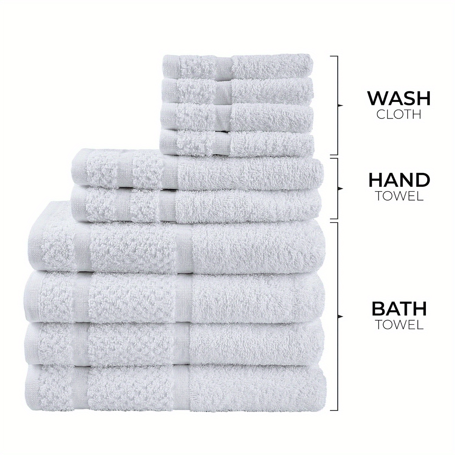 

10 Piece Bath Towel Set With Upgraded Softness & Durability, White