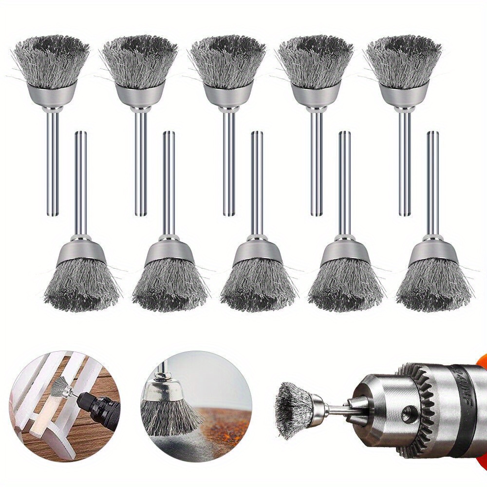 Image of Rotary Steel Wire Brush Drill Polishing Wheel Set Tool For Rust Removal
