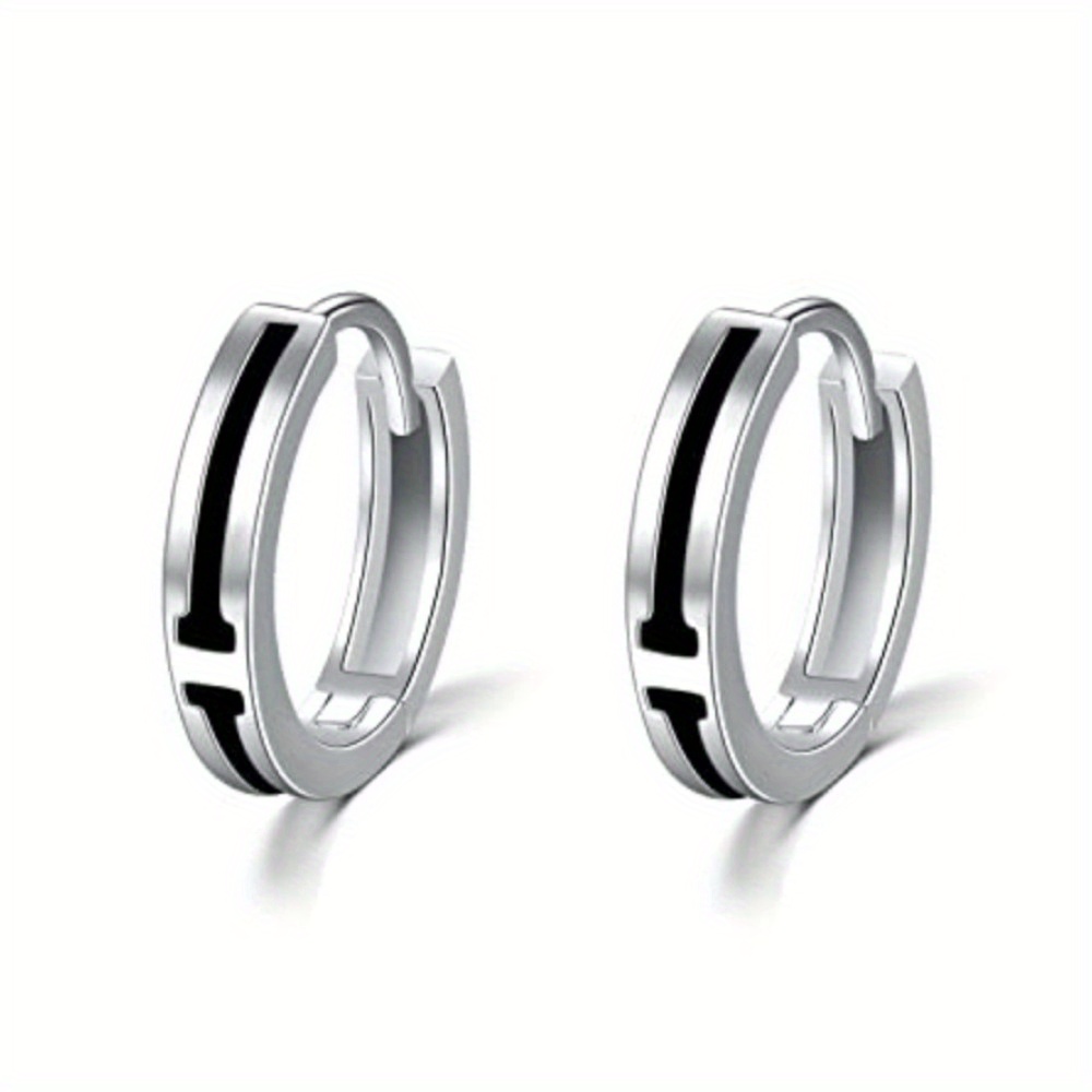 

Hoops Earrings Black 925 Hoops Small Sleep Hoops Unisex Women Earrings Men