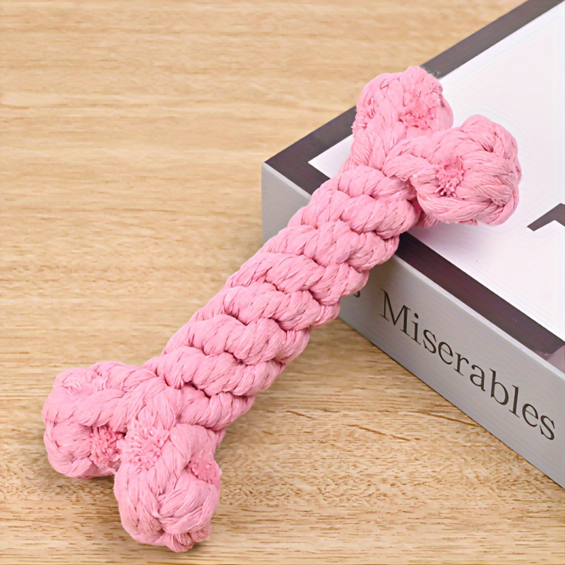 TEMU Pink/yellow/random Design Pet Chew Durable Woven Toy Dog Teeth Grinding Toy Dog Braided Knot Rope Chew