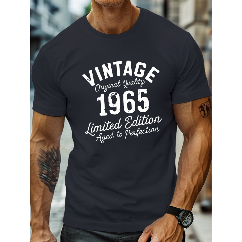 

Vintage 1965 Men's T-shirt - Casual Crew Neck, Short Sleeve, Lightweight & Comfy For Summer