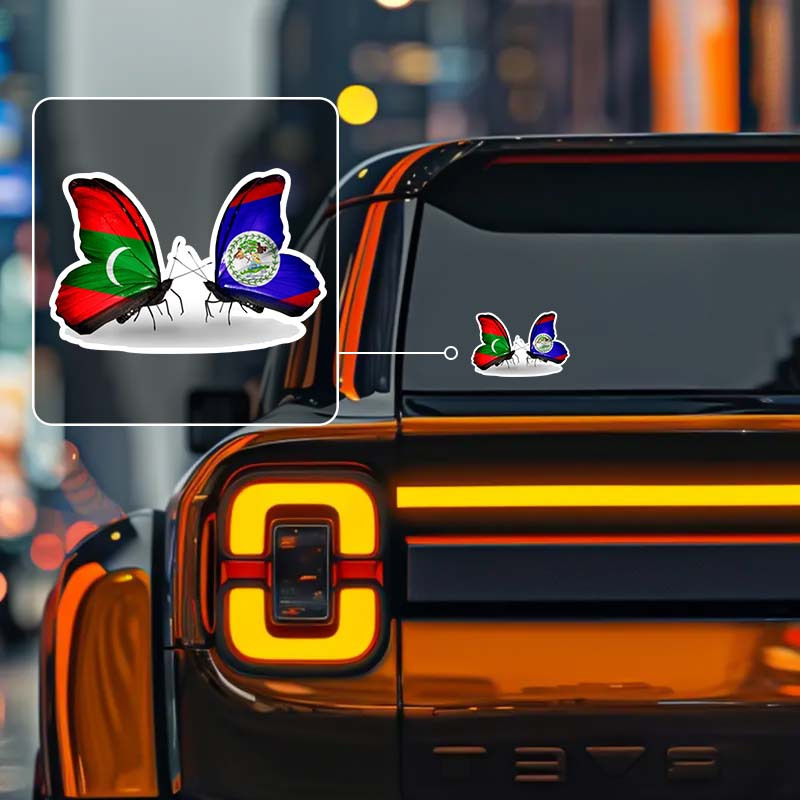 Maldives Belize Flag inspired Butterfly Decals Vinyl Temu