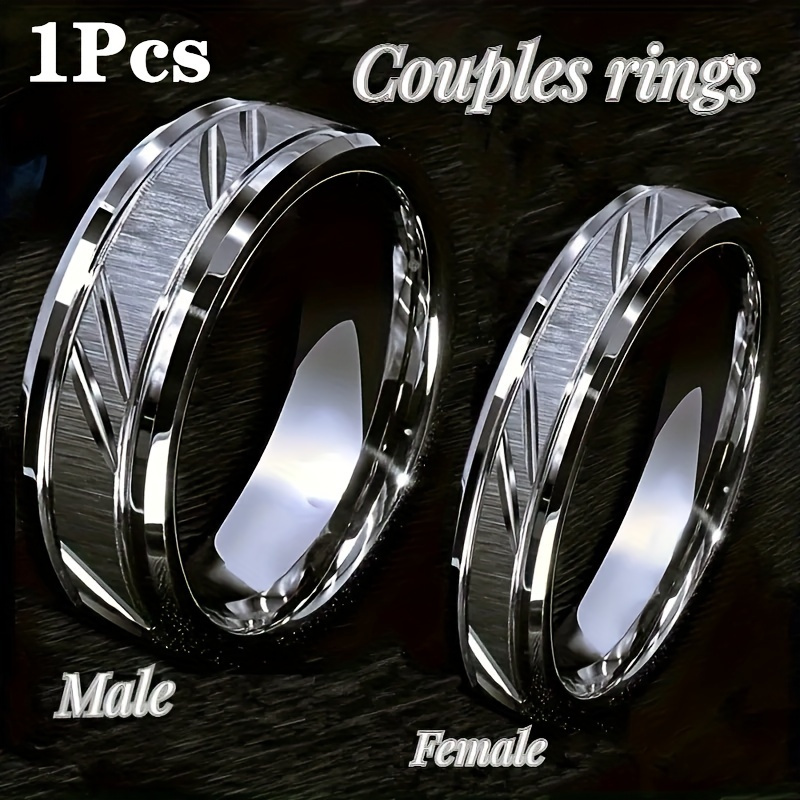 

1 6/ 8mm Brushed Titanium Steel Couple Ring - Durable, Scratch Resistant, Stylish - Perfect For Proposals, Engagements, Weddings, Engagement Rings, Anniversary Gifts